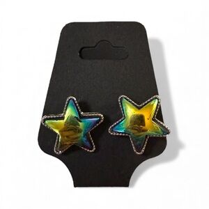 Gold, Green & Blue Ombre Star Stud Earrings